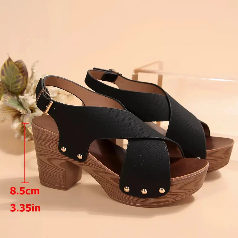 Crisscross Block Heel Sandals