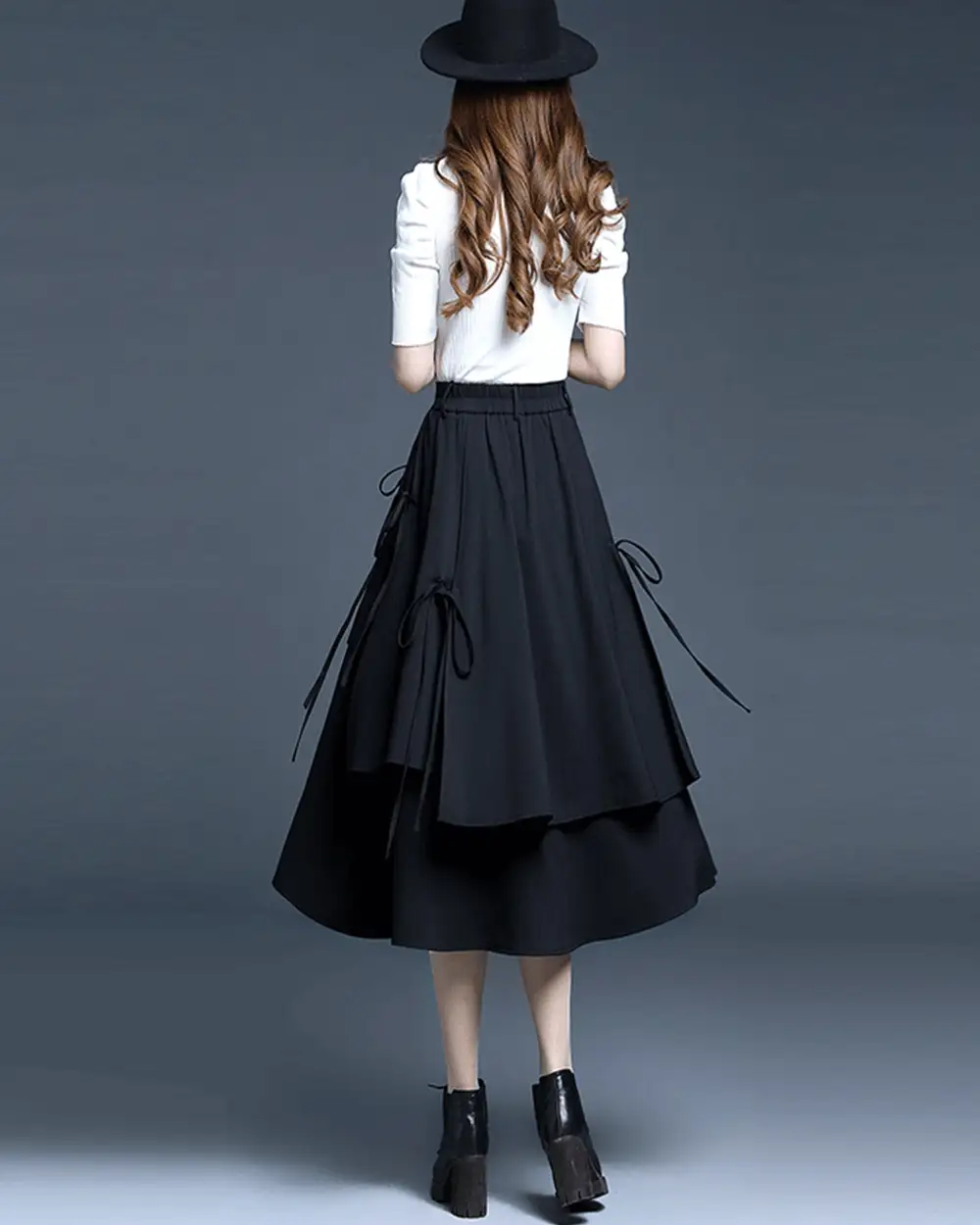 Everyday Drawstring Cotton A Line Midi Skirt