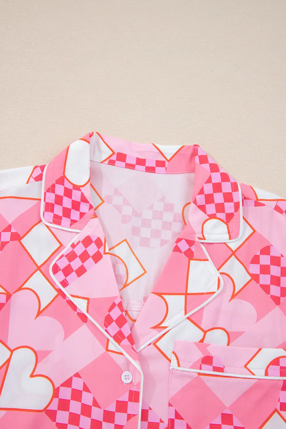 Heart Print Smooth Finish Short Pajama Set