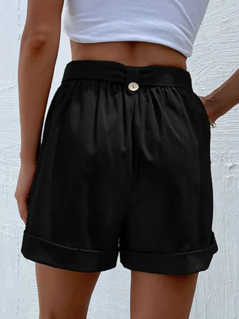 High Waisted Pleated Shorts with Belt Detail