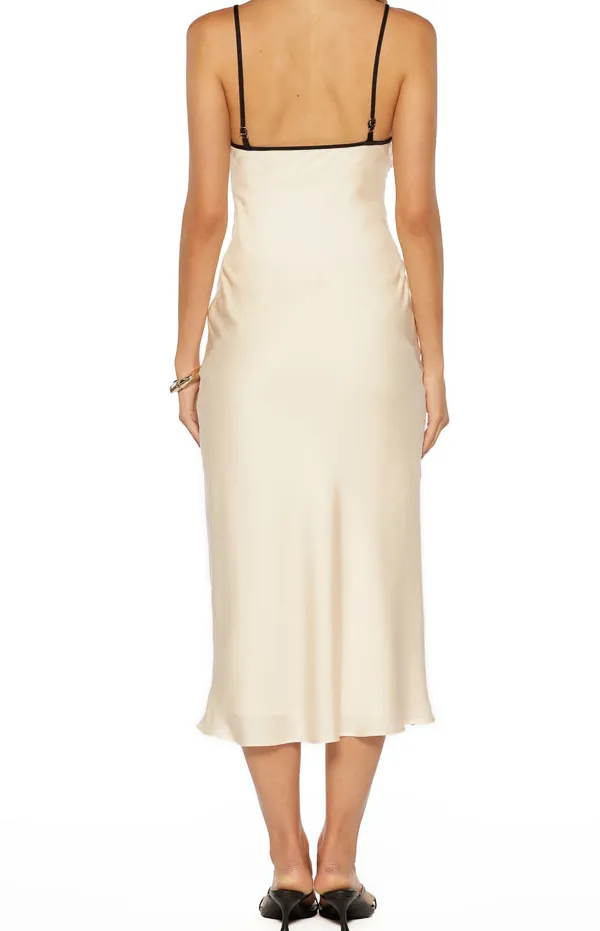 Satin Lace Midi Dress