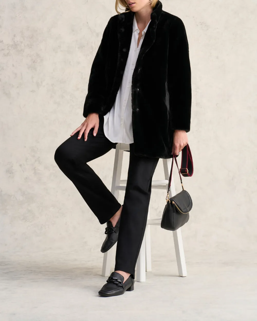 Textured Faux Fur Coat