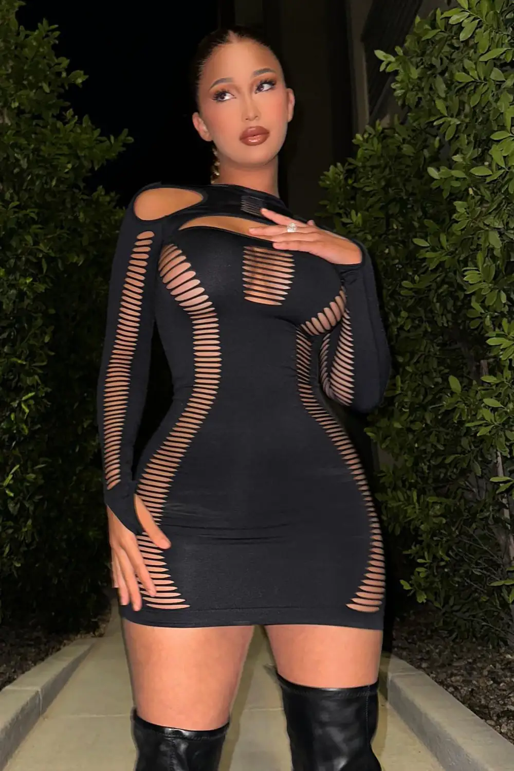 Janet Seamless Mini Dress - Black
