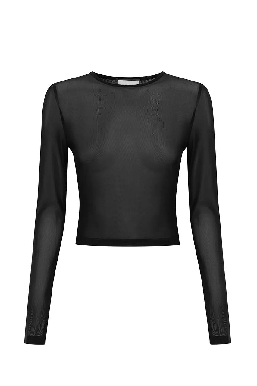 Sheer Sleeve Lace Up Bustier Top