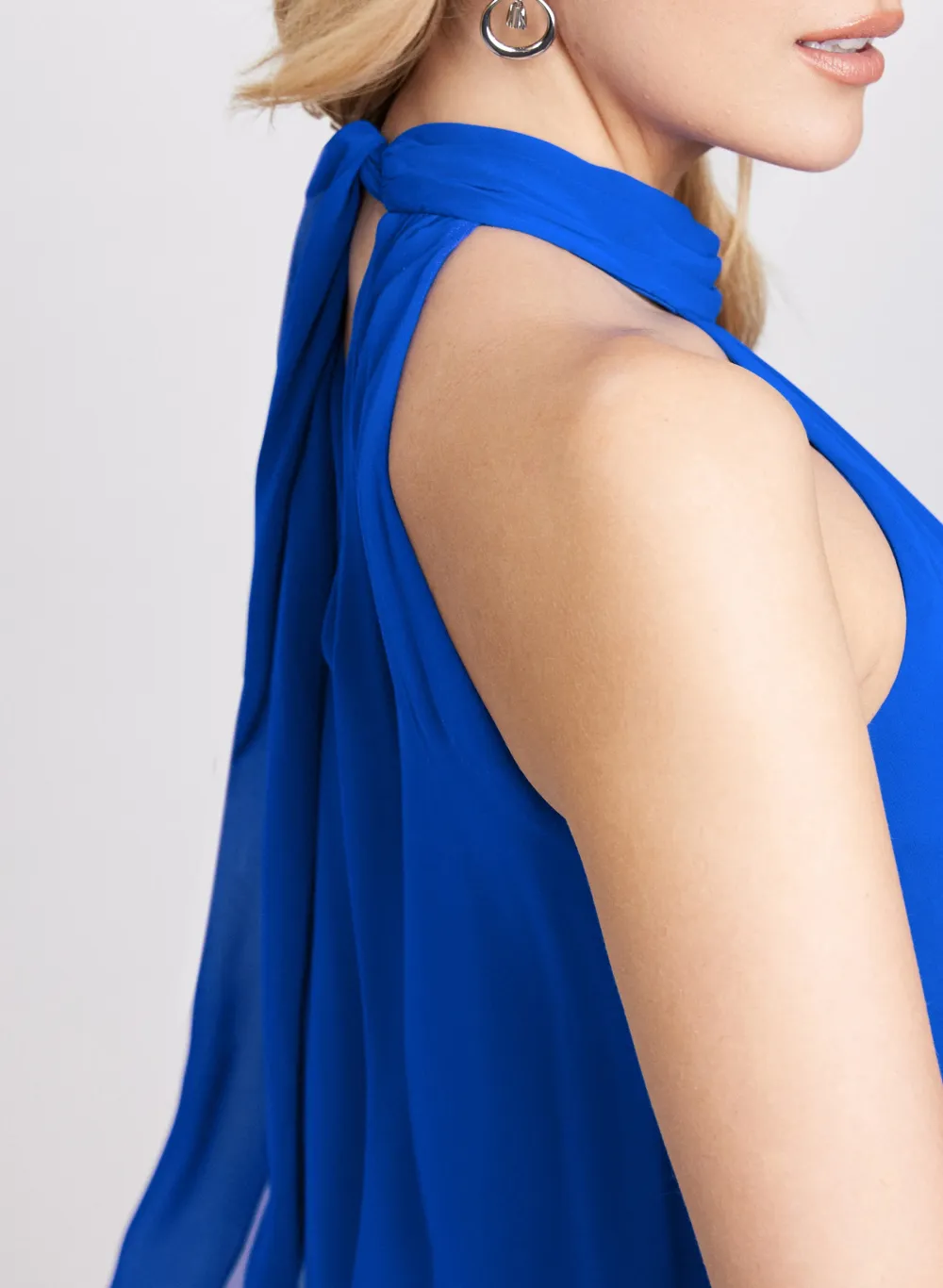 Off-the-Shoulder Chiffon And Icesilk Jumpsuit