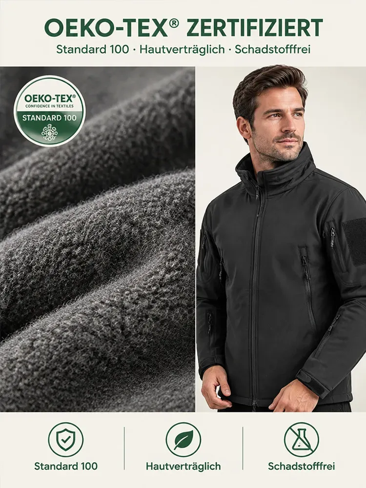 Men's Softshell Jacket Set Windproof Water-Resistant Fleece-Lined Durable