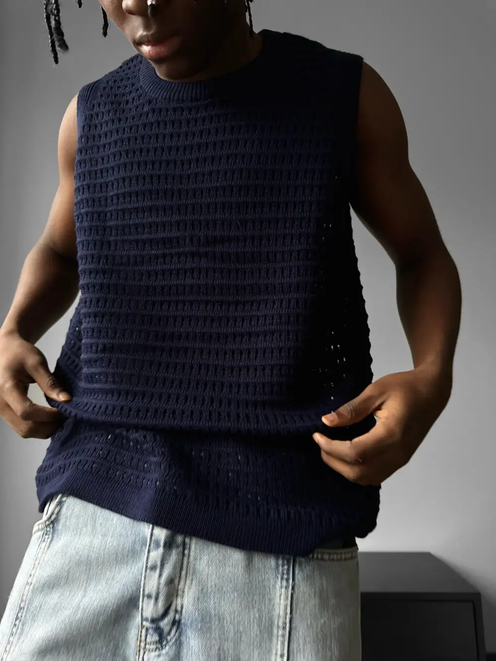 Weekend Relaxed Grid Texture Tank Top
