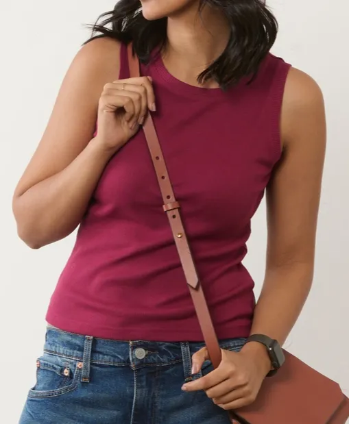Berry Pink Ribbed Tank Top