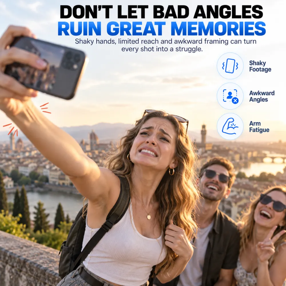 📸 Zoomable Magnetic Palm Grip | Selfie Stick & Tripod