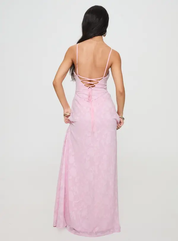 Mesh Detail Lace Detail Maxi Dress