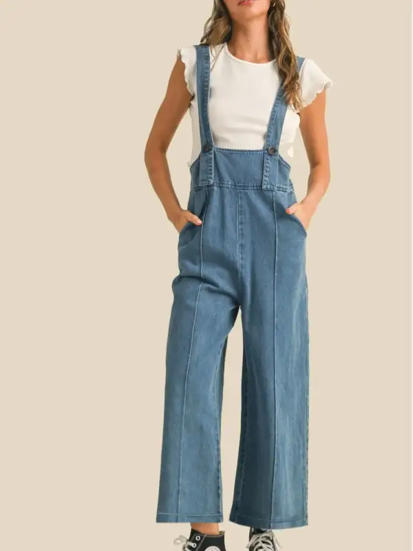 Modern Denim Wide Leg Overalls