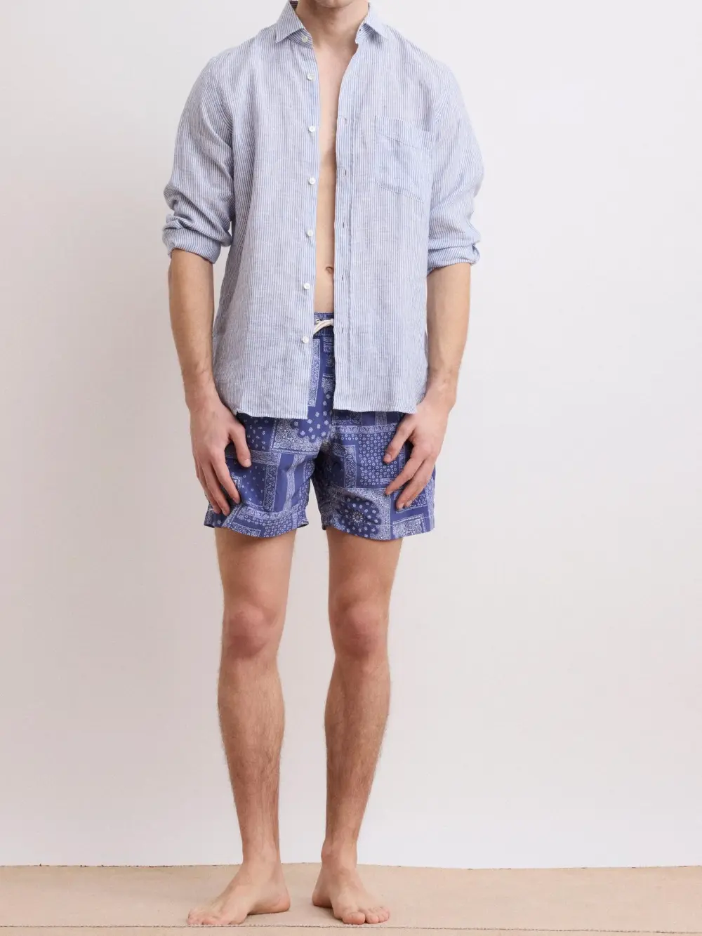 Loose Casual Comfortable Breathable Indigo Blue Swim Trunks