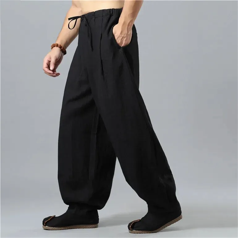 Men's Linen Blend Drawstring Pants