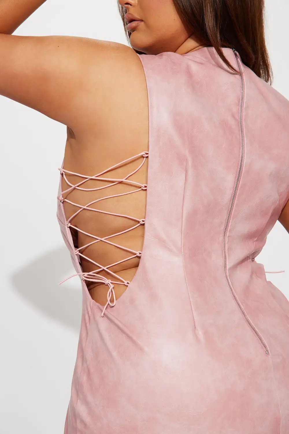 Trinity Leather Maxi Dress - Pink