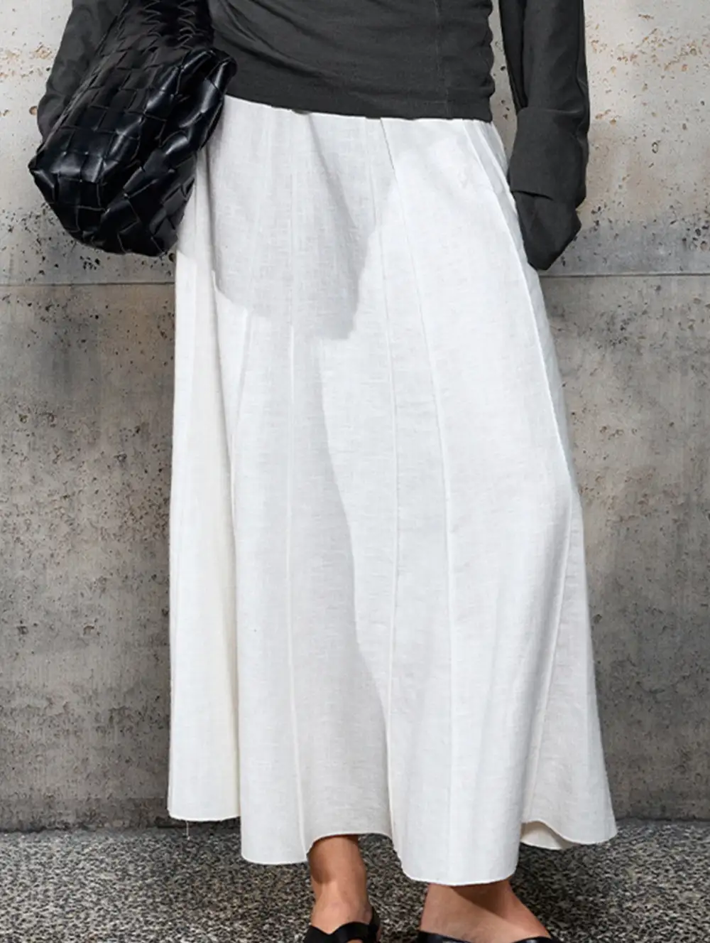 Cotton Linen Mermaid Midi Skirt