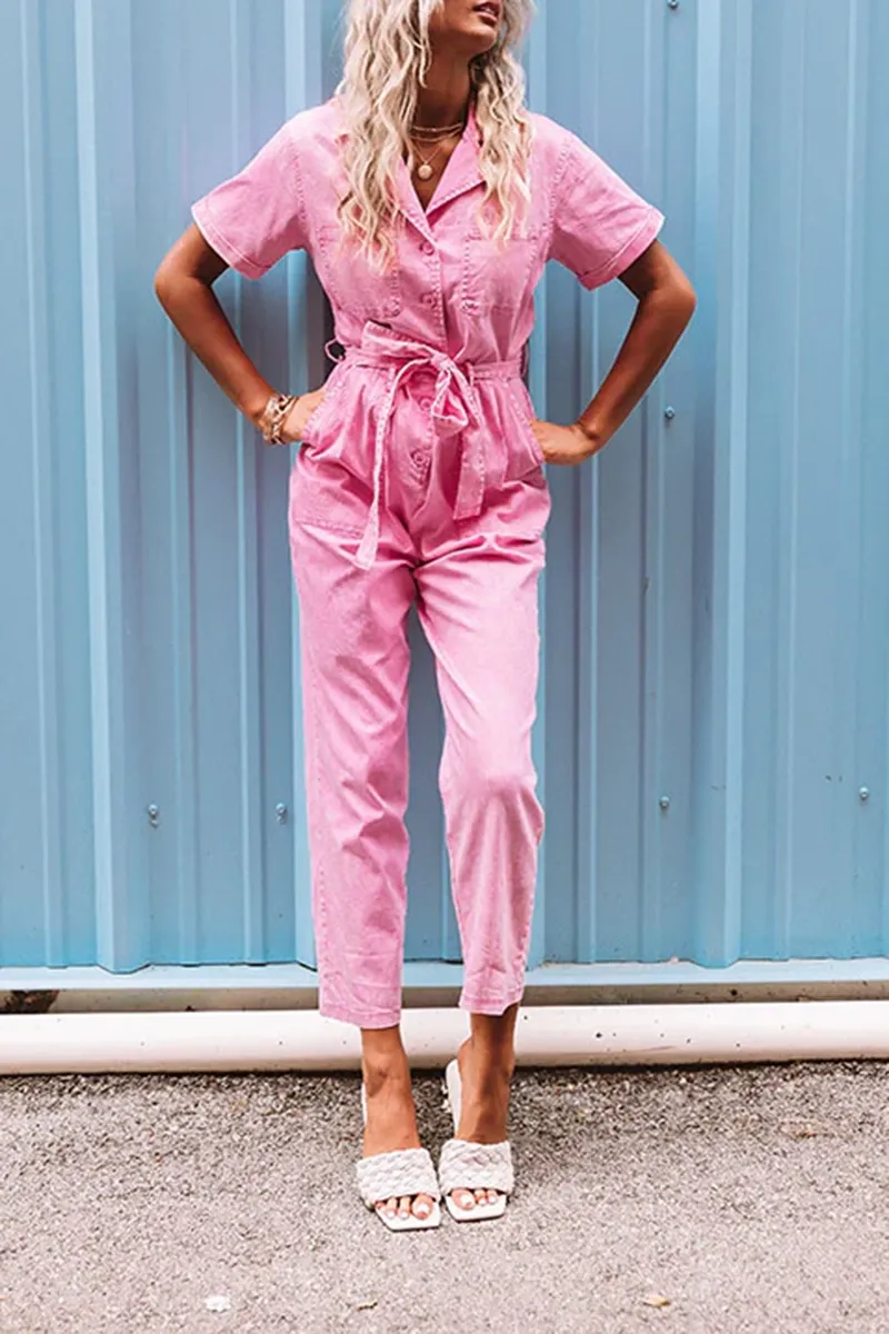 Fashion Workwear Style Pure Cotton Women's Jumpsuit