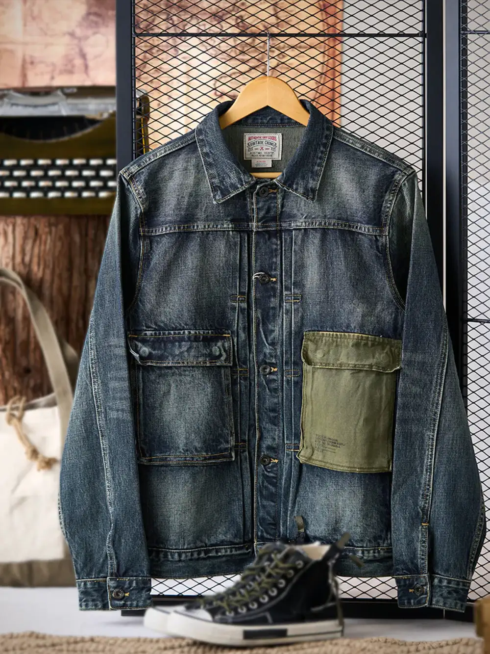 Men'S Denim Pocketed Casual Jacket