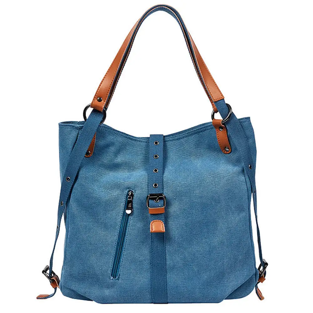 Modern Canvas Handbag Horizontal Square Anti-Theft Tote