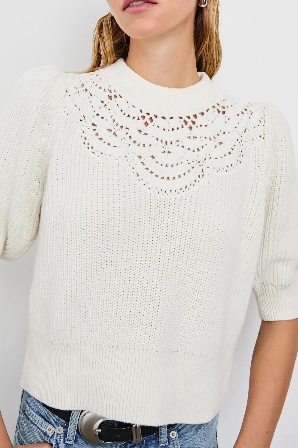 Crochet Round-Neck Women's Top