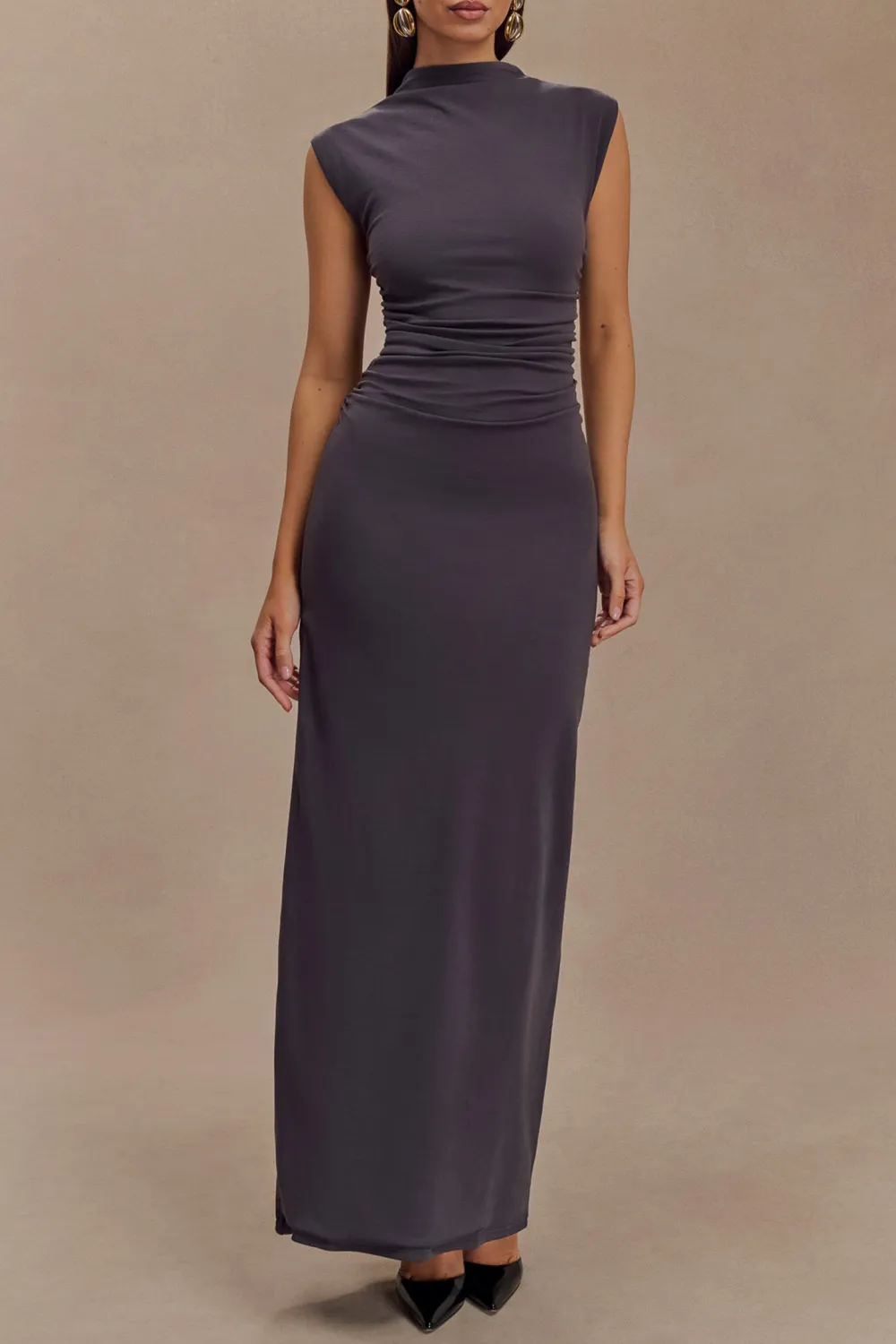 High Neck Sleeveless Maxi Dress