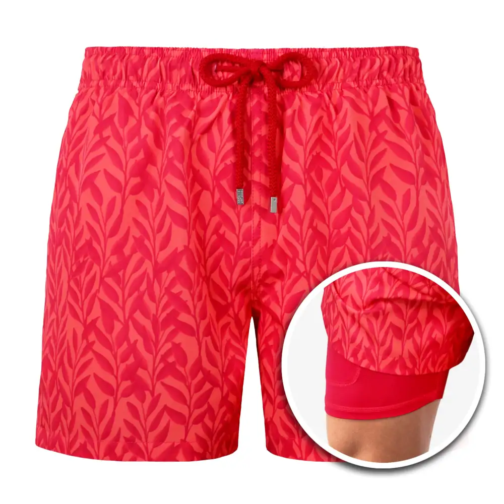 Red Mid-Length Hybrid Short
