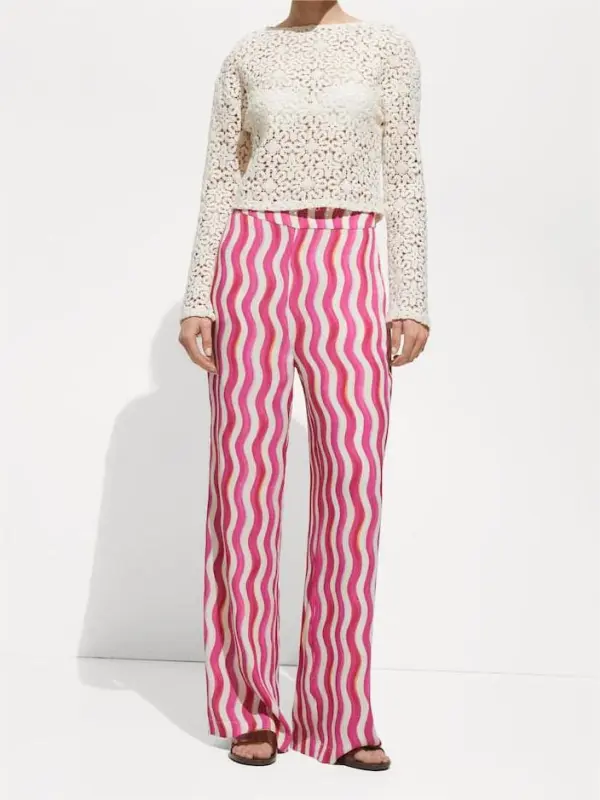 Wide leg printed pants