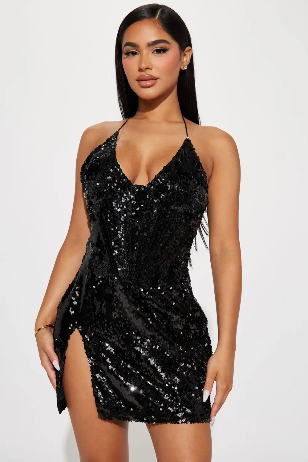Vivienne Sequin Mini Dress - Black