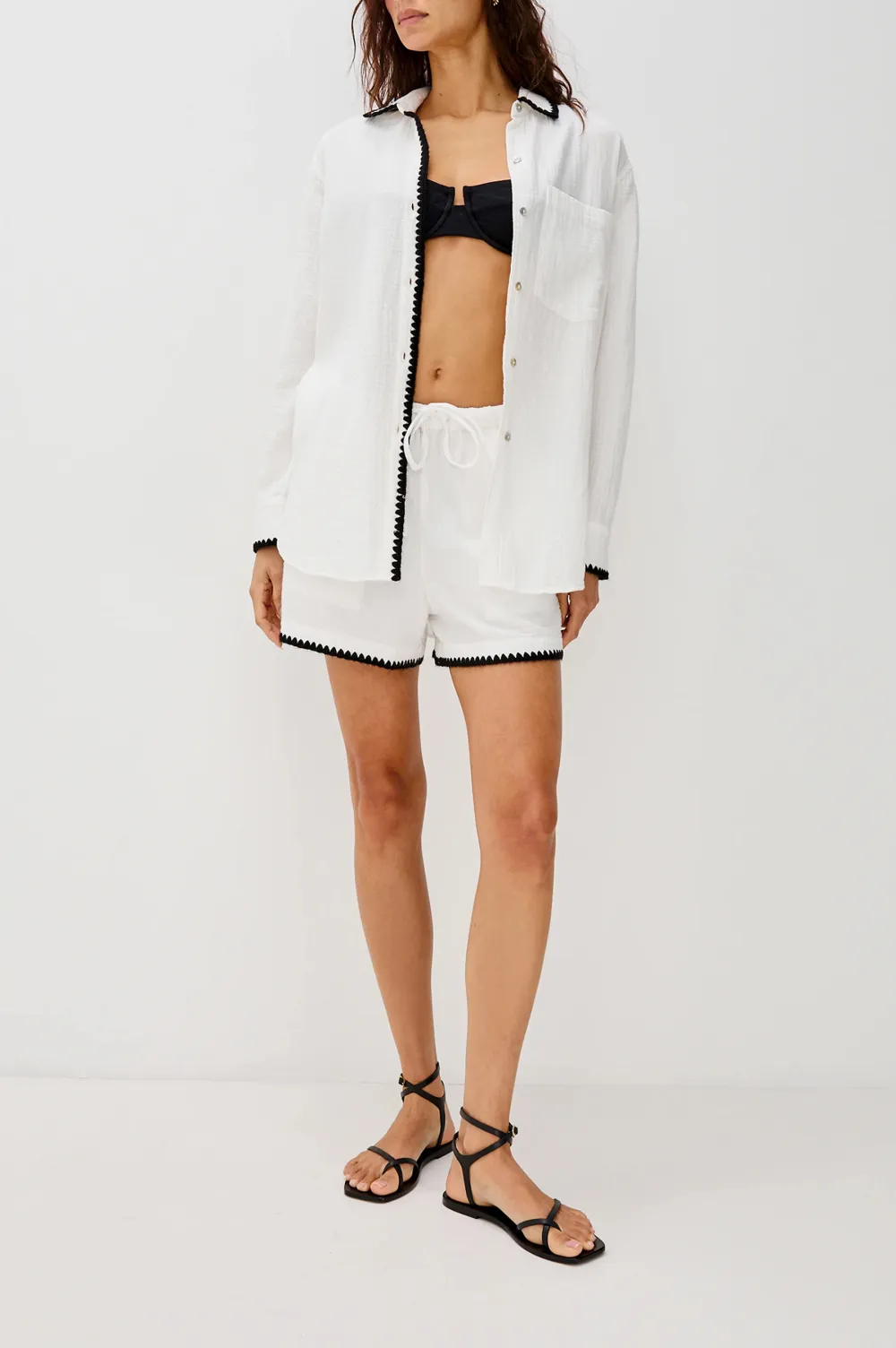 Double-Layer Sheer Plain-Colored Shorts