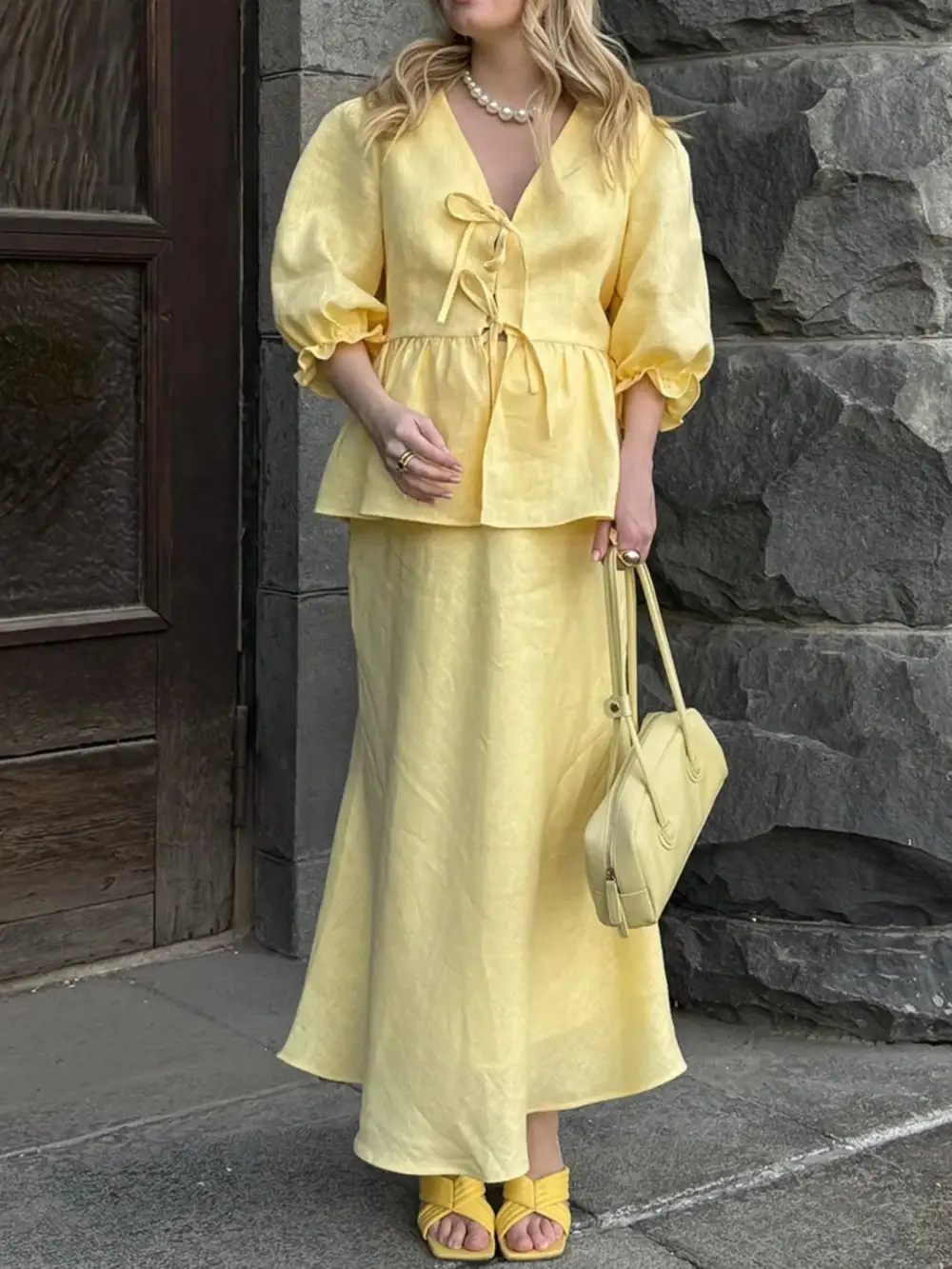 Tie Front Lace Coordinated Set
