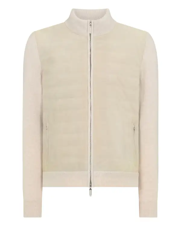 Men's Davos Suede Front Jacket Ecru White