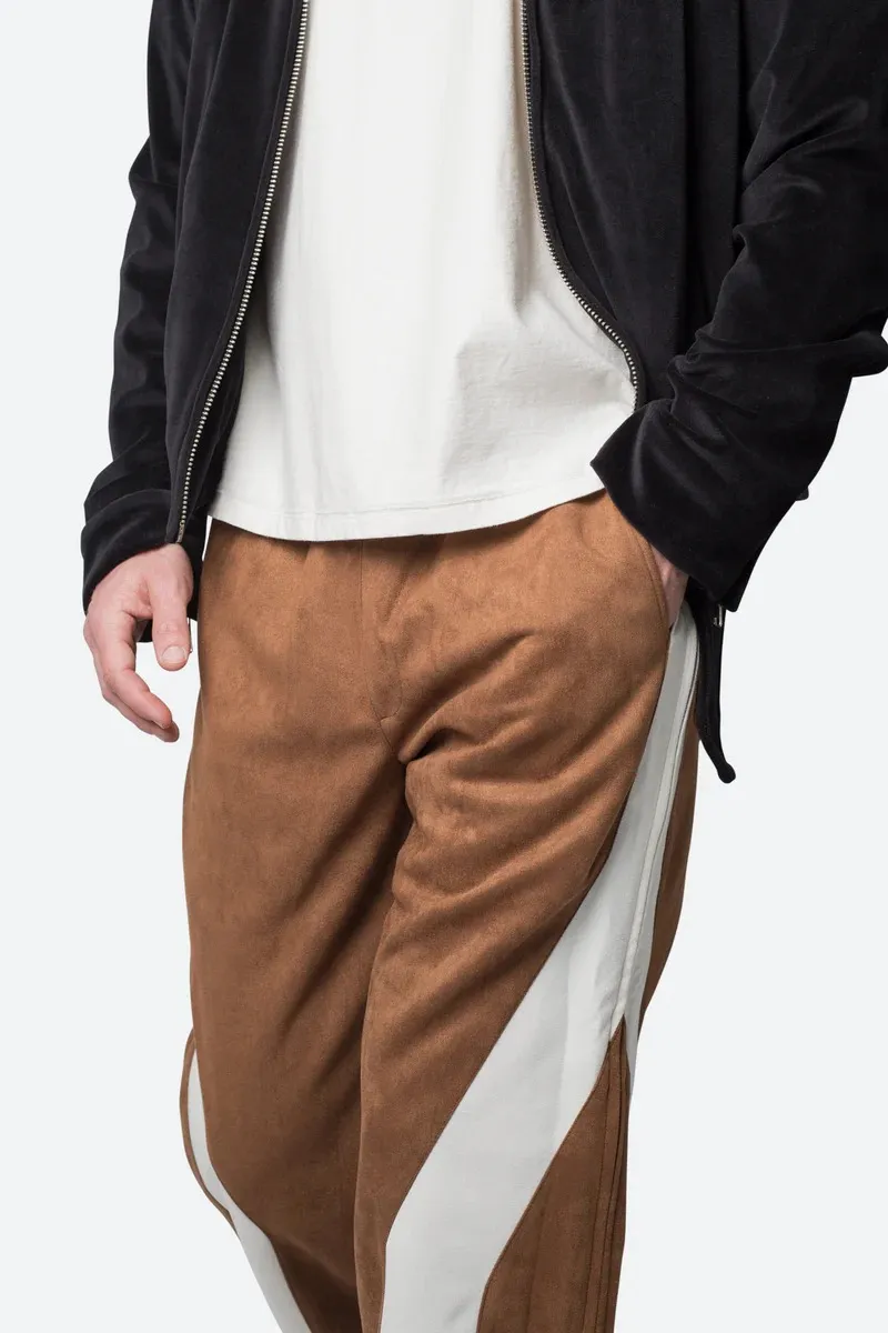 BROWN ELASTIC WAIST WIDE LEG PANTS