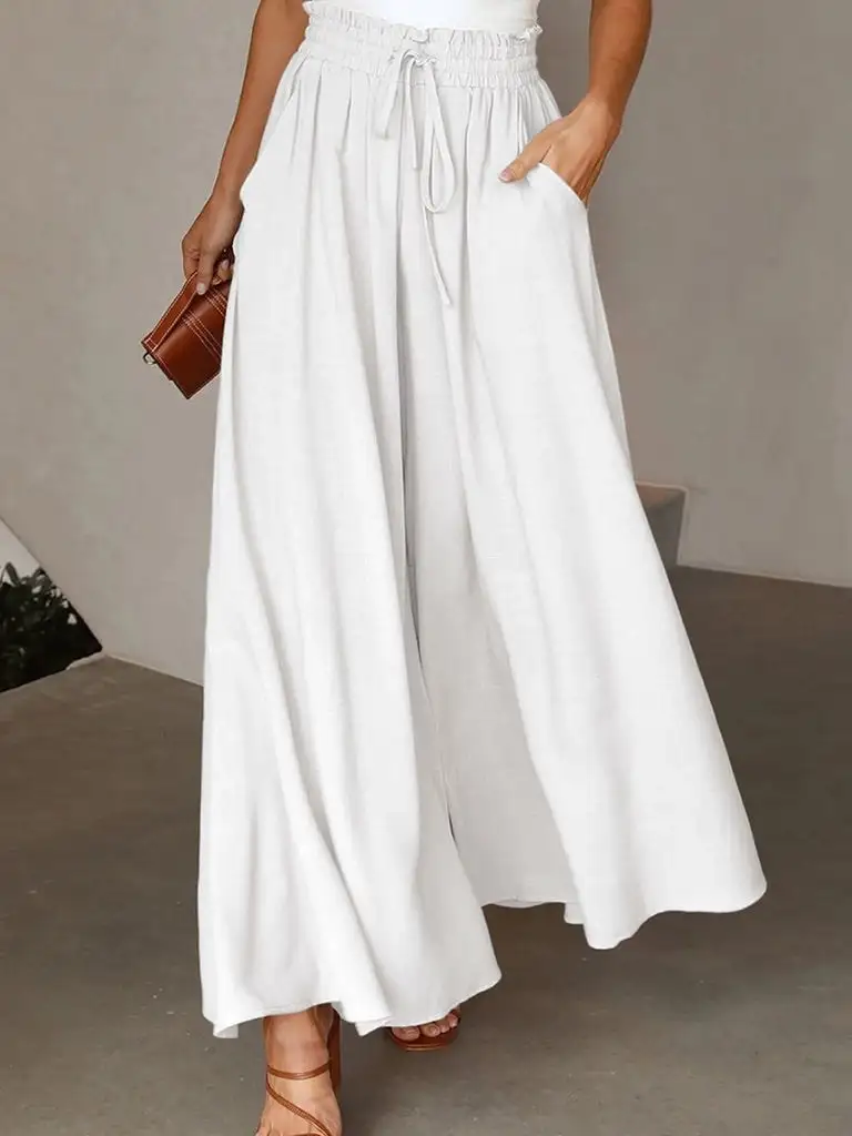 Weekend Roomy Drawstring Wide Leg Casual Pants