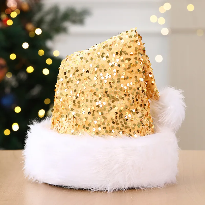Christmas decorative hat, double-layered sequined hat, Shanghai-style beanie, extra thick long beanie, 32*45CM