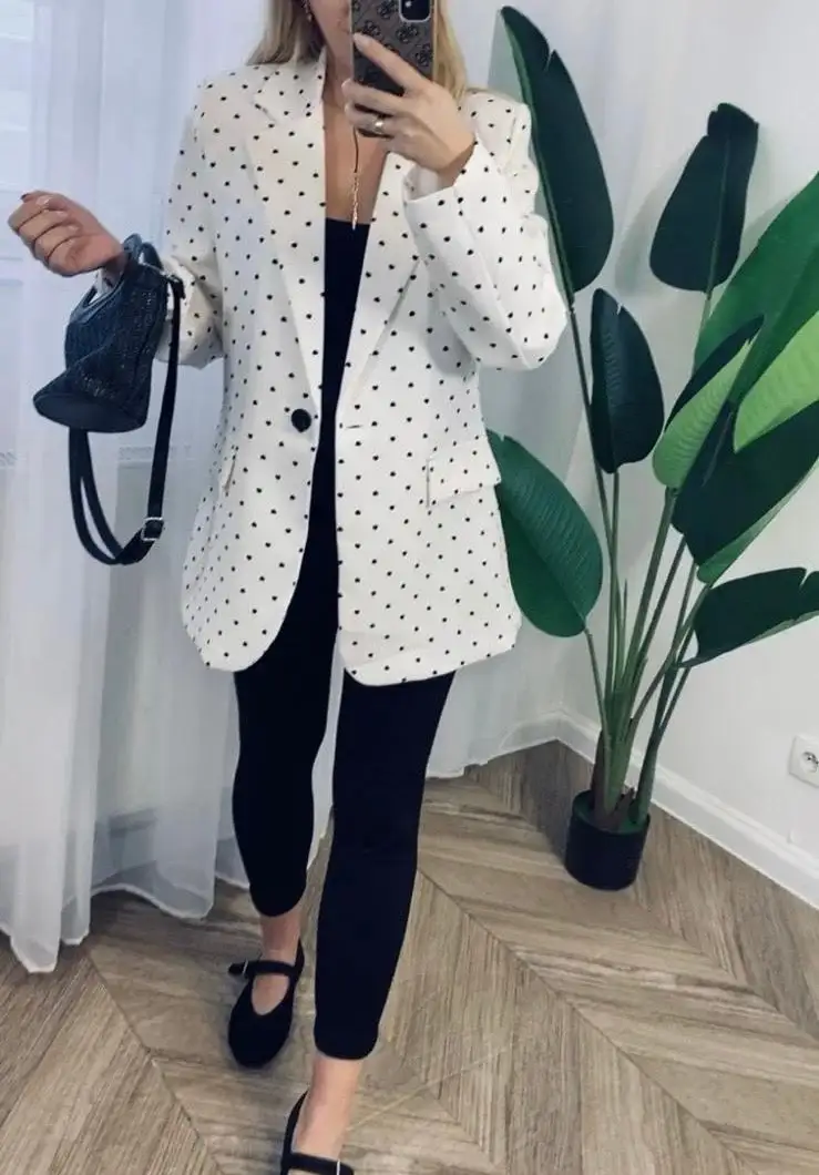 White Heart Pattern Blazer