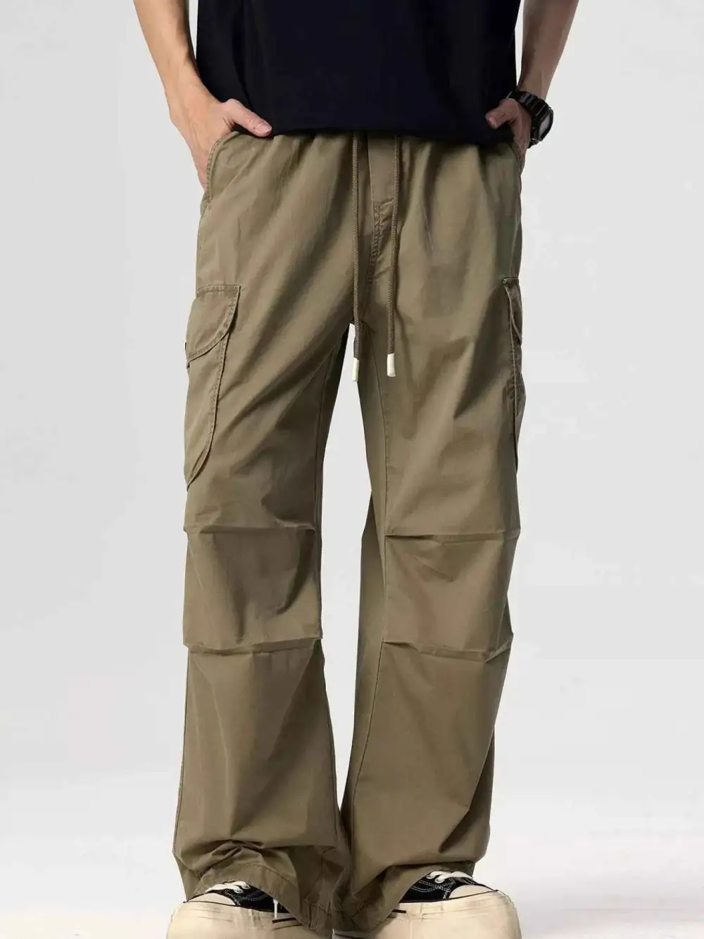 Everyday Drawstring Wide Leg Cargo Pants