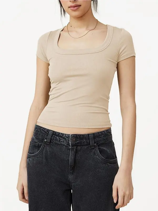 Cropped Square-neck Top