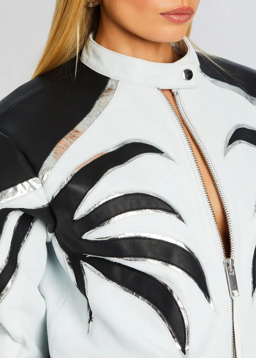 Color Block Leather Jacket