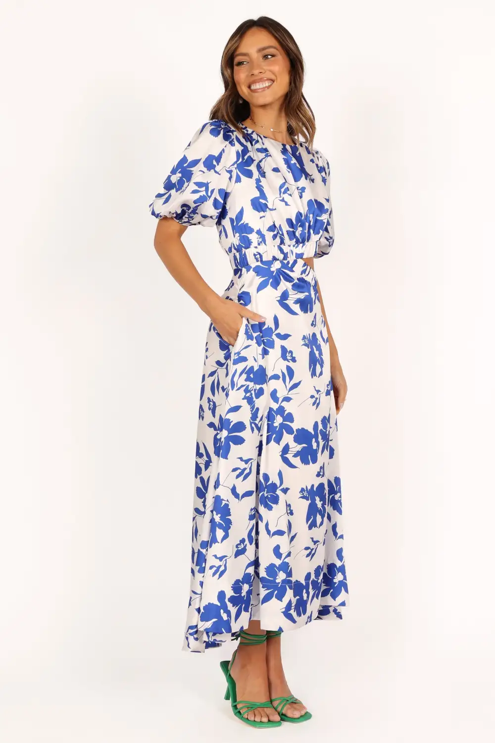 Aminah Puff Sleeve Dress - Blue Floral