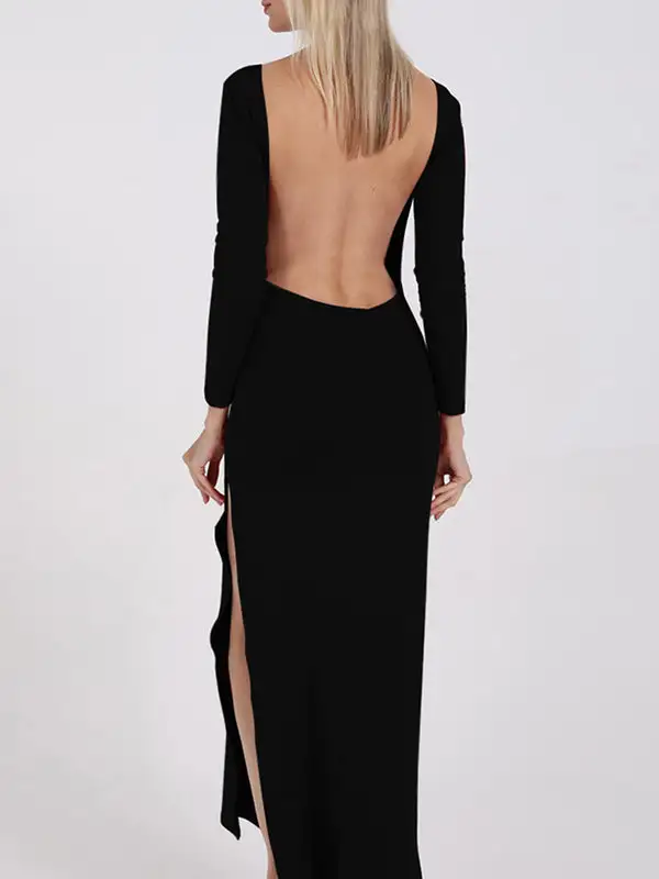 Backless Long Neck Maxi Dress