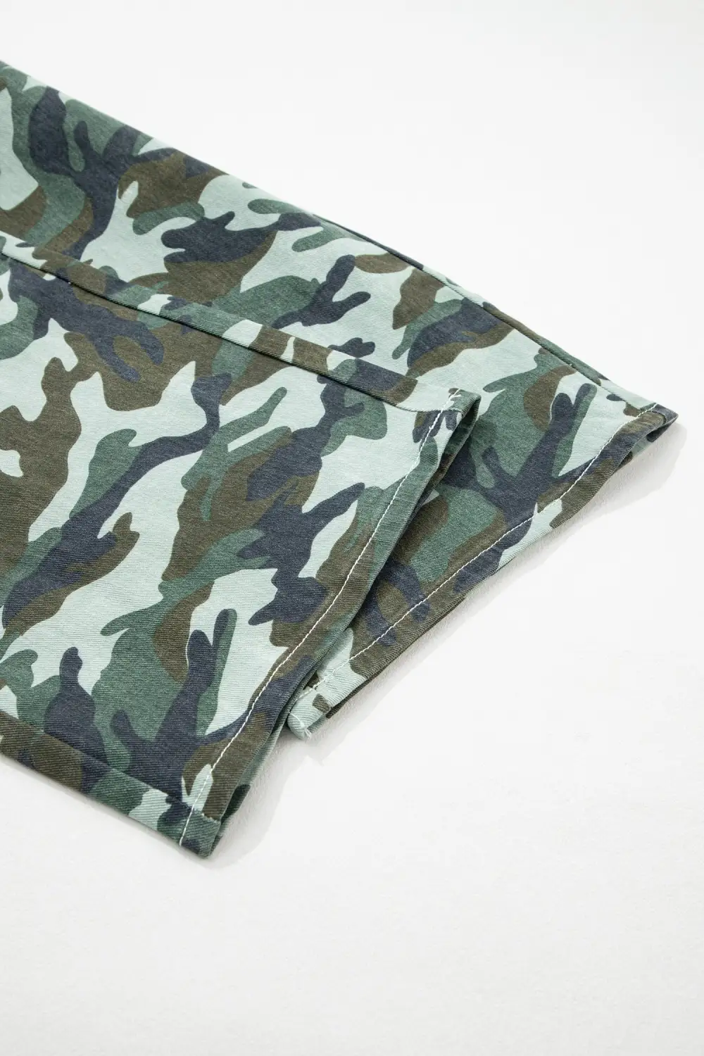 Wide Leg Drawstring Print Camouflage Jeans