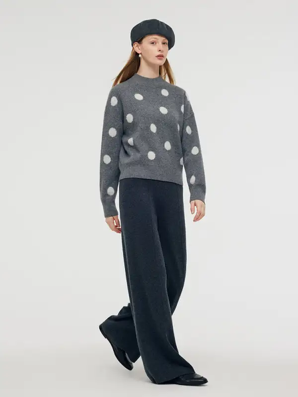 Wool Blend Polka Dots Women Sweater