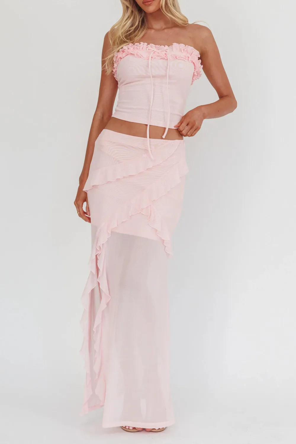 Creative Short Pleated Ruffle Top