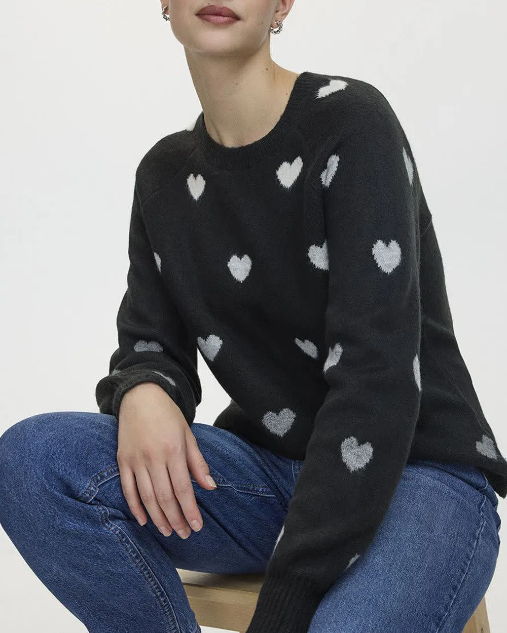 Gradient Heart Print Plush Soft Sweater