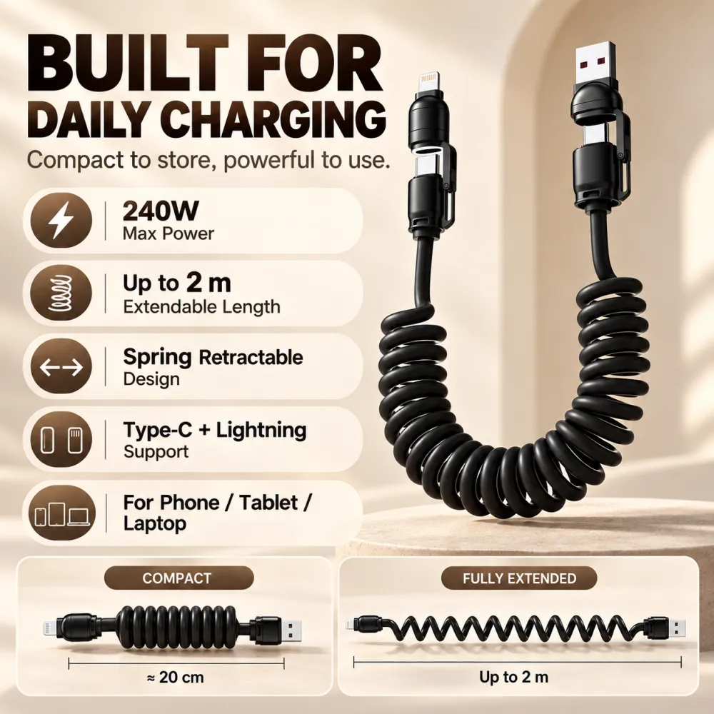 Spring charging cable