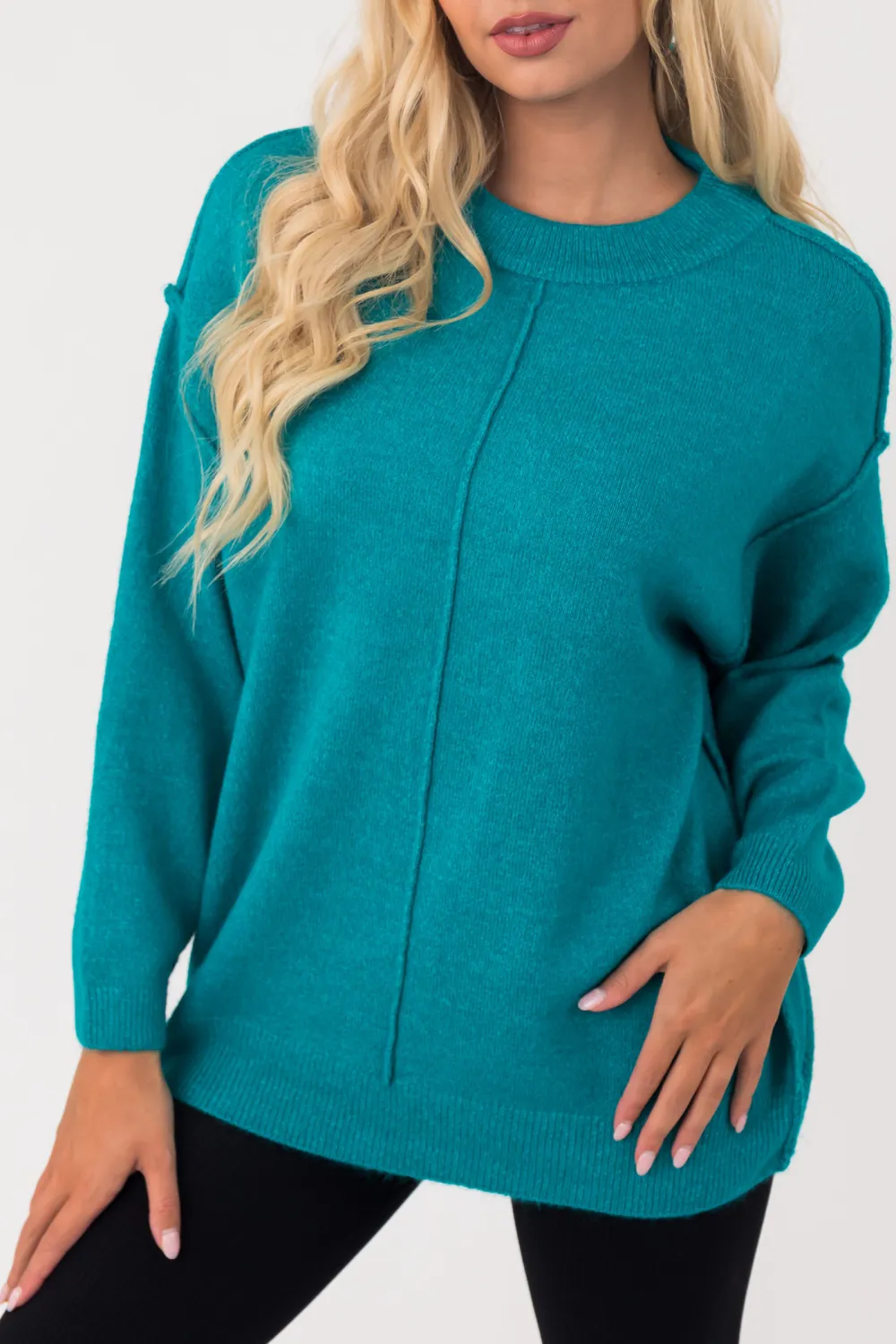Bright Sea Blue Cropped Knit Sweater