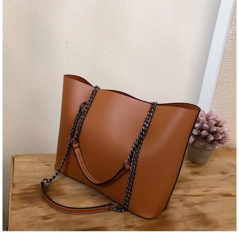 Structured Roomy Chain Strap Tote Bag