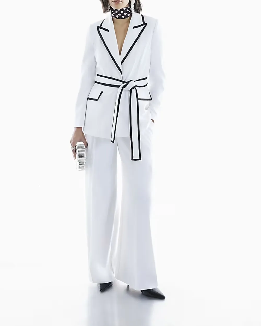 Women's Belted Blazer In Contrasting Colours