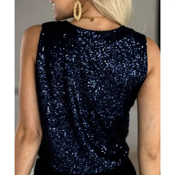 Sequin V Neck Tank