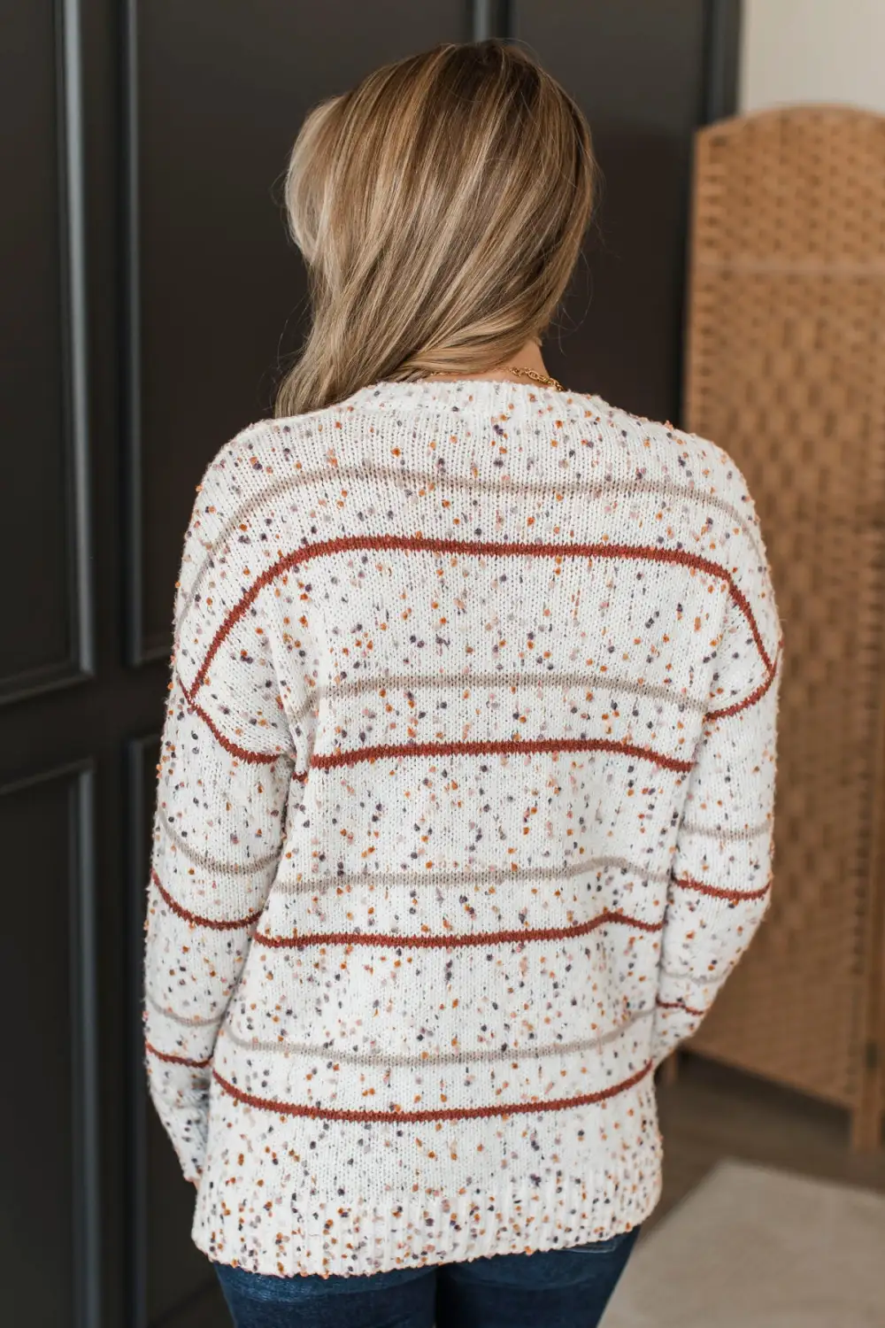 Stay Tuned Confetti Knit Sweater- Ivory & Rust