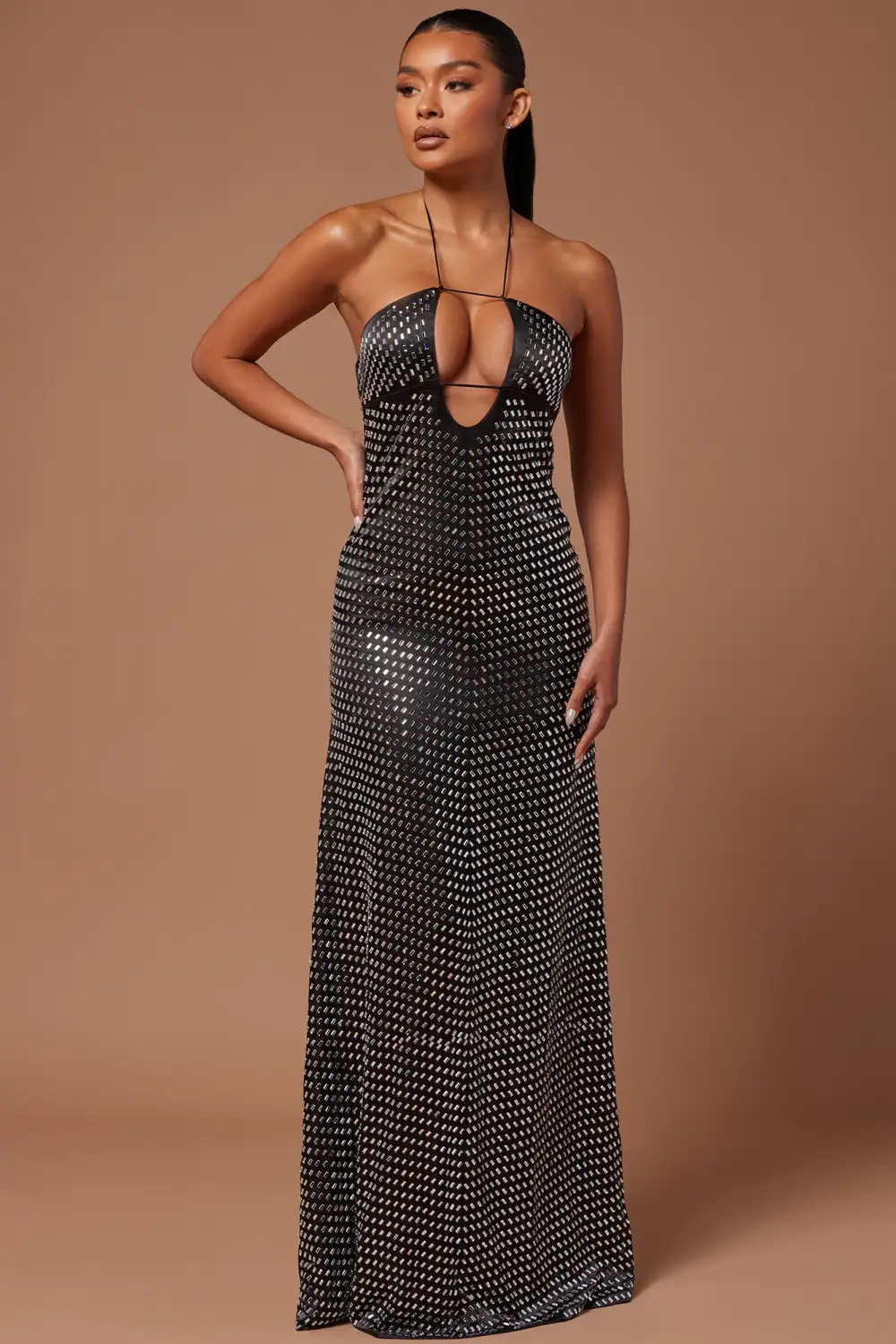Jemina Embellished Maxi Dress - Black